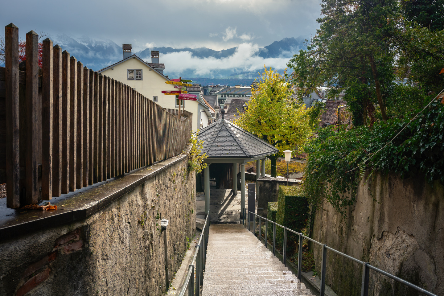 Stairs and Pavilion near Stadtkirche Church - Thun, Switzerland iStock 1679367284